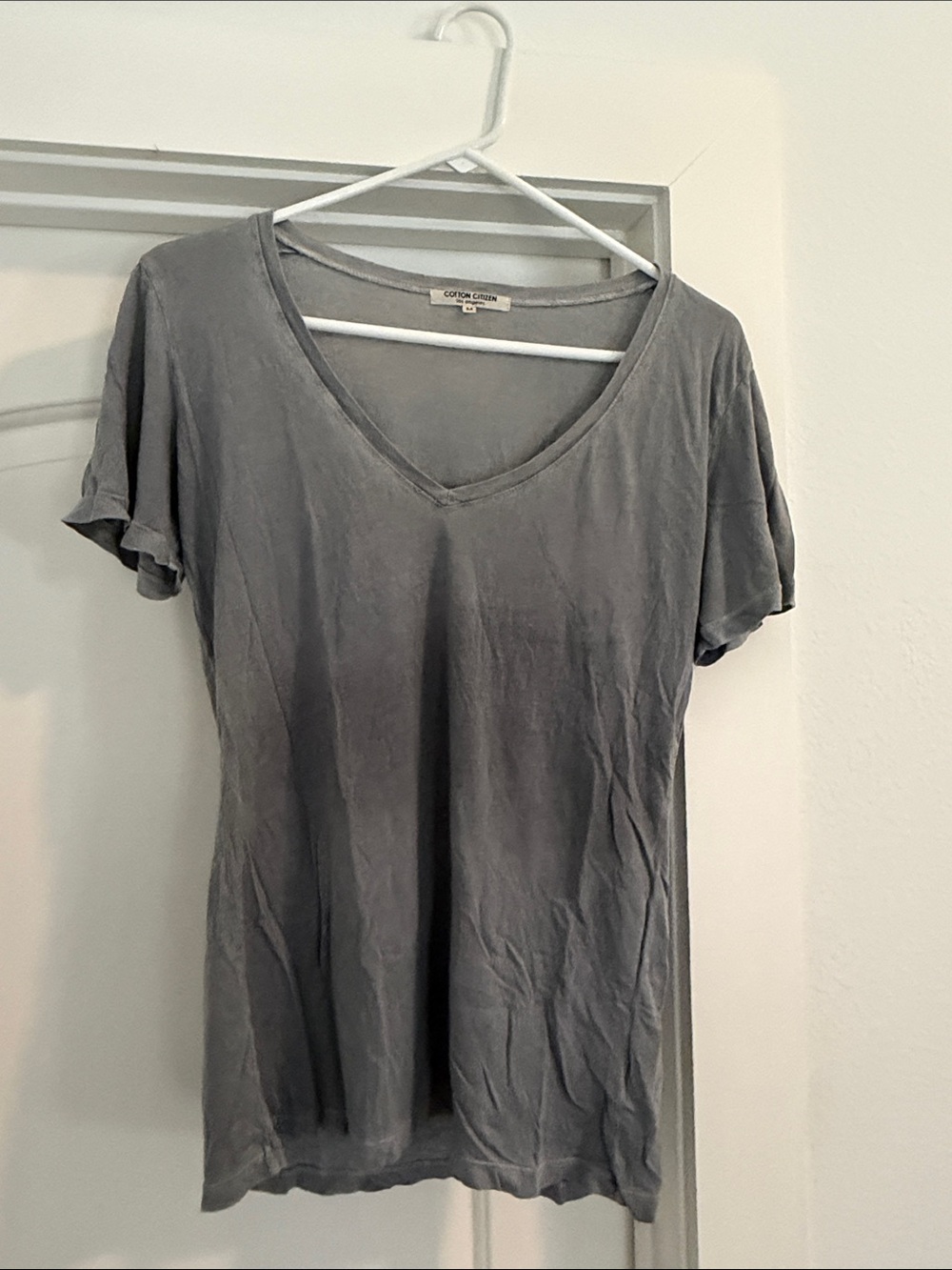 Cotton Citizen Women's Charcoal V-Neck Short Sleeve Tee